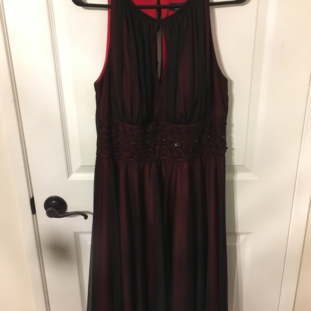 Black and red formal dress with keyhole